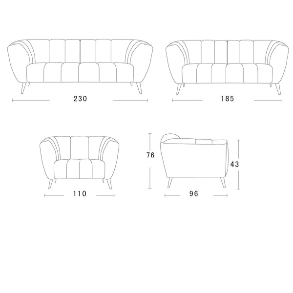 Sheldon Sofa in Velvet Schematics