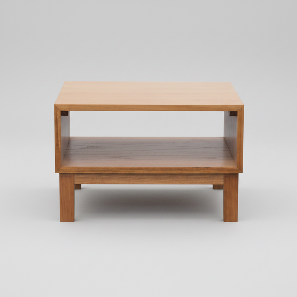 Rectangular Tasmanian oak coffee table with open lower shelf