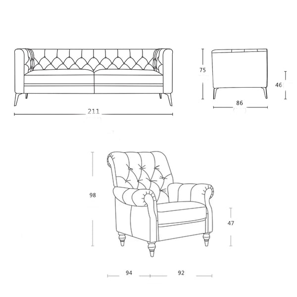 Tufted lemon velvet accent chair with rolled arms and turned legs