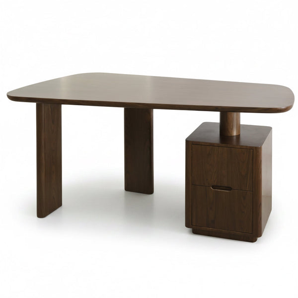 Urbino Desk in Dark Walnut Modern Design with Drawers Side