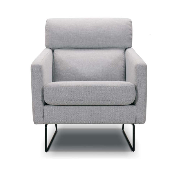 Space Accent chair Arm Chair Modern Design in Fabric Black Metal Skid Legs