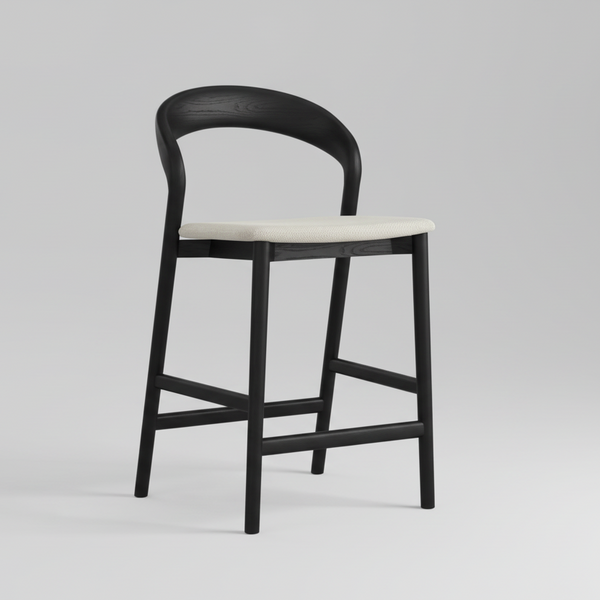 Willow : Bar Stool Black Oak / Fabric Seat