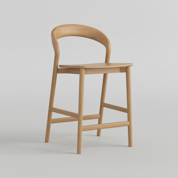 Willow : Bar Stool Natural Oak / Solid Seat