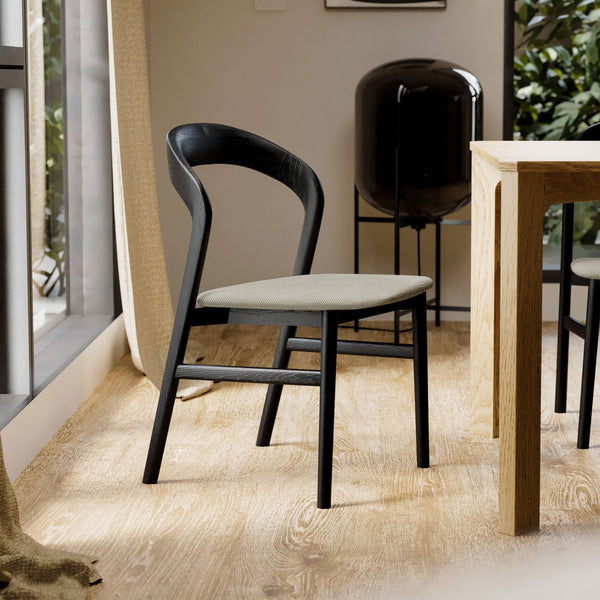 Willow : Dining Chair Black Oak Grey Seat