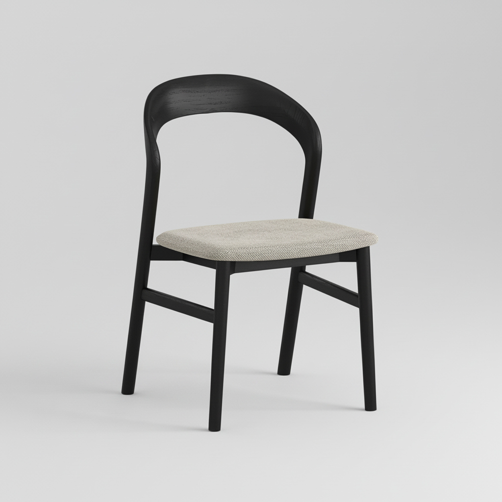Willow : Dining Chair Black Oak Grey Seat
