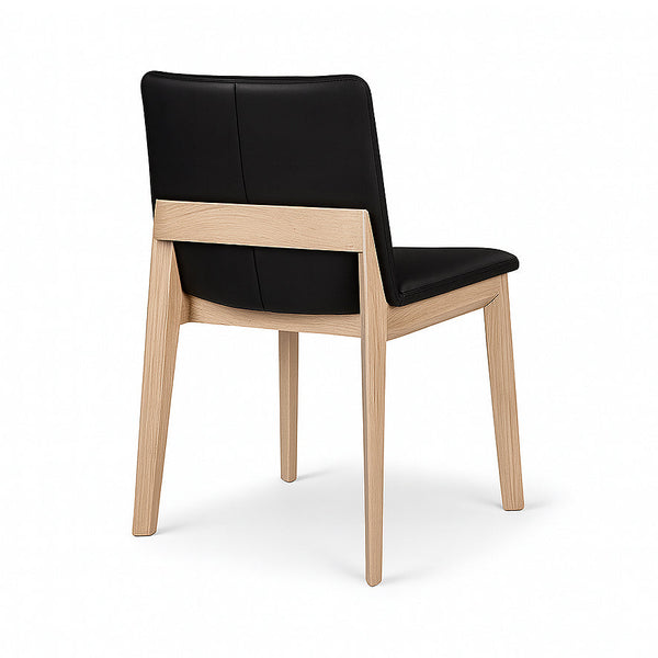 Wilson : Bar Stool Black Leather Natural Frame