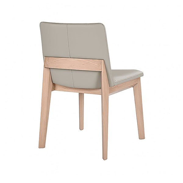 Wilson : Bar Stool Light Grey Leather Natural Frame