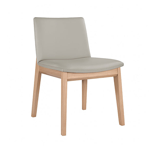 Wilson : Bar Stool Light Grey Leather Natural Frame