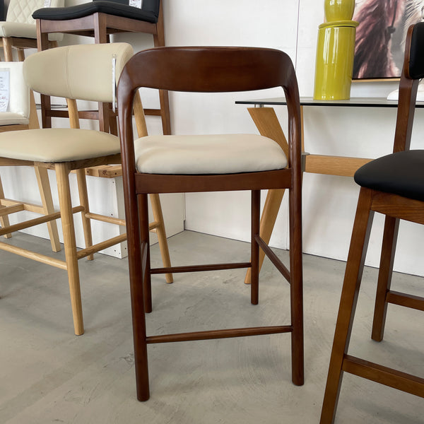 Ellie : Bar Stool Walnut Frame with Taupe Pu Seat