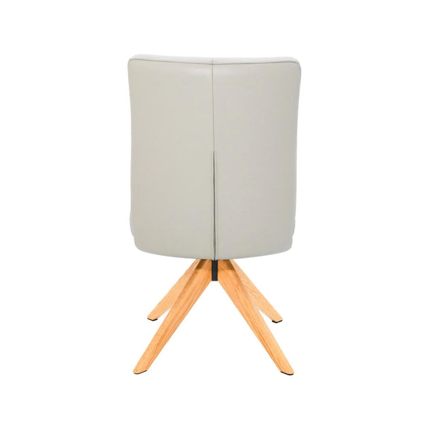 Alexandra Swivel Dining Chair Beige Leather Natural Oak Base Back
