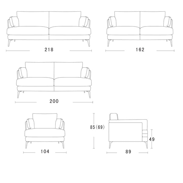 Addington : Fabric Sofa with Black Legs - Modern Home Furniture