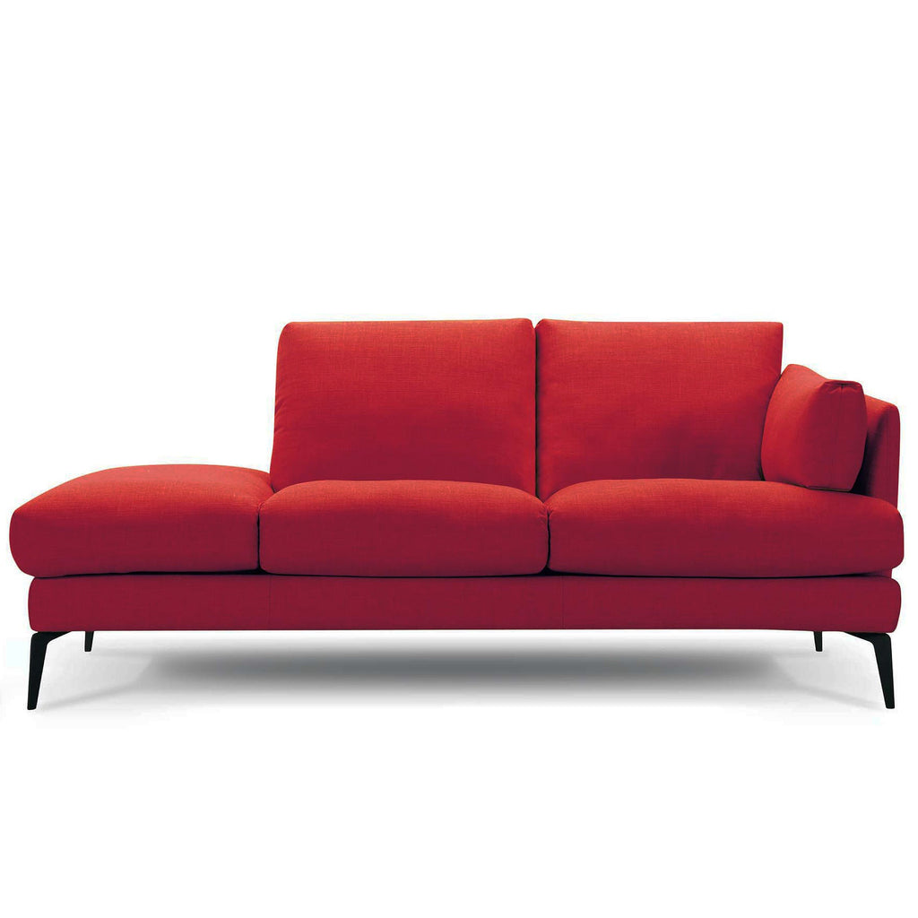 Addington chaise sofa in red velvet