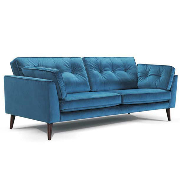 Albert : Velvet Fabric Sofa with Buttoned Cushions - Modern Home Furniture