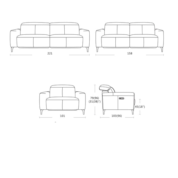 Ascension sofa 3 seater with recliner Schematics
