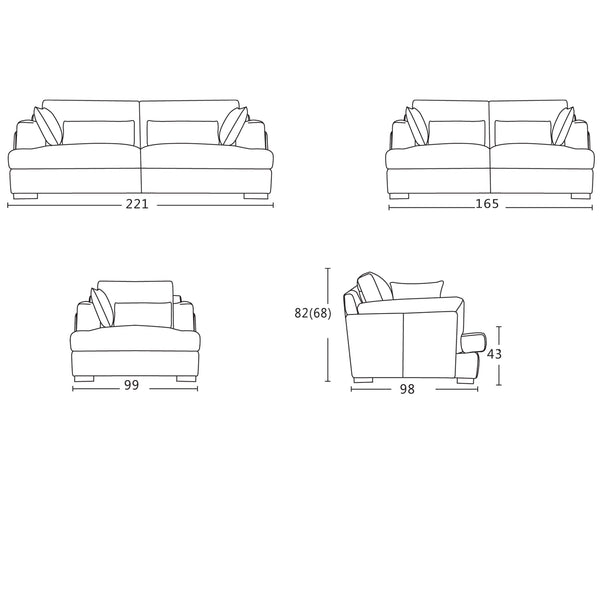 Brooks : Fabric Sofa with Lumber Cushions - Modern Home Furniture