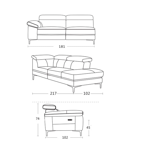 Daydream corner chaise sofa with recliner Schematics