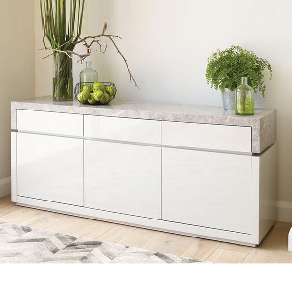 Marmo : Buffet Cabinet in Cream Marble Look - Modern Home Furniture