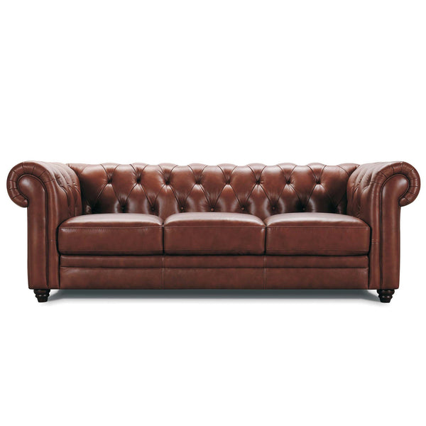 Vintage Chesterfield Sofa in Leather, Buttoned Vintage Classic